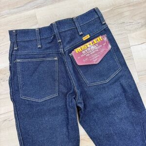 Vintage 1980’s New with Tags Rustler Dark Wash Boot Leg Jeans Heavyweight 28x30